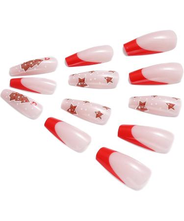 Vatocu Christmas False Nails - Long Xmas Snowflakes Glitter Press on Nails for Women and Girls (24pcs) - Buy Online on GoSupps.com
