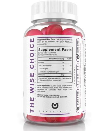 PUREFINITY Melatonin Gummies 5mg for Kids Each Delicious Gummy is 2.5mg (2 Per Serving) for Easily Customizing Your Night Gluten Free Non-GMO Vegan 120 Count (Pack of 2) - Buy Online on GoSupps.com