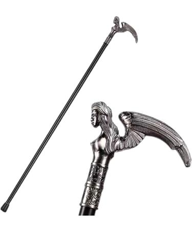 Walking Cane for Men - 92cm Gothic Aluminum Alloy Silver Angel Handle Cosplay Walking Stick Canes - Film and Television Props Canes Family - Buy Online on GoSupps.com