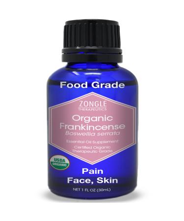 Frankincense Essential Oil Organic 100% Pure Food Grade Frankincense Resin Essential Oil Edible Organic for Face Pain Relief Skin by Zongle Therapeutics 1 OZ
