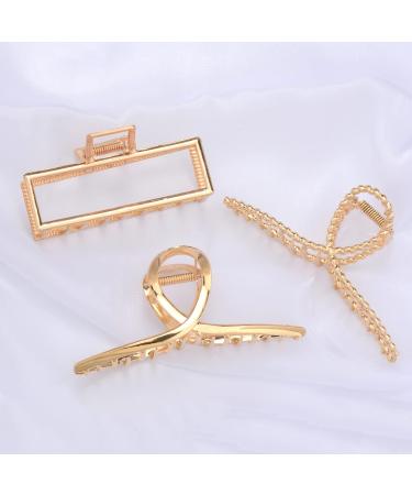 Parcce 4 Pack Large Metal Hair Clips - 4.3 Inch Nonslip Gold Clamps for Curly Hair - Fashion Hair Accessories for Women and Girls - Buy Online on GoSupps.com