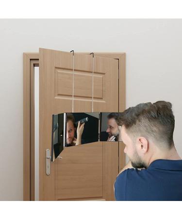 GULAURI 3 Way Hair Cutting Mirror - Portable Trifold Mirror for Self Haircut and Styling | Adjustable Telescoping Hooks | Perfect for Shaving Head and Neckline at Home | Travel Friendly - Black - Buy Online on GoSupps.com