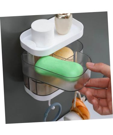 Ciieeo 2pcs Box Storage Box Washcloth Holder Self Draining Soap Dish Wall-mounted Soap Dish Rotating Stand Soap Holder Wall-mounted Soap Stand Glove Box White Double Layer Plastic - Buy Online on GoSupps.com
