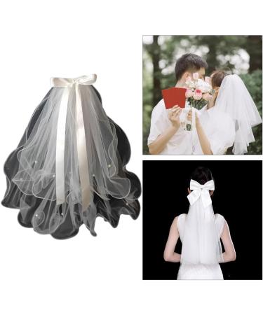 xbiez Pearl/Bowknot Long Tulle Marriage Bridal Veil with Fix Hair Comb/Clip for Marriage Wedding Celebration Party Headpieces Two layer plain B - Buy Online on GoSupps.com