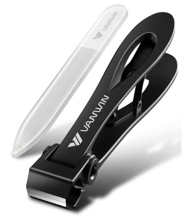 VANWIN Nail Clippers  16mm Wide Jaw Opening Toenail Clippers for Thick Toenails with Straight Blades  Fingernail Clipper Nail Cutter with Nile File Heavy Duty Toe Nail Clippers for Seniors Men Women Black