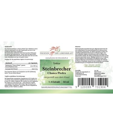 Premium Stone Crusher Tincture 50ml - Phyllanthus Niruri Extract Vegan Made in Austria - 1:4 Concentration - Buy Online on GoSupps.com