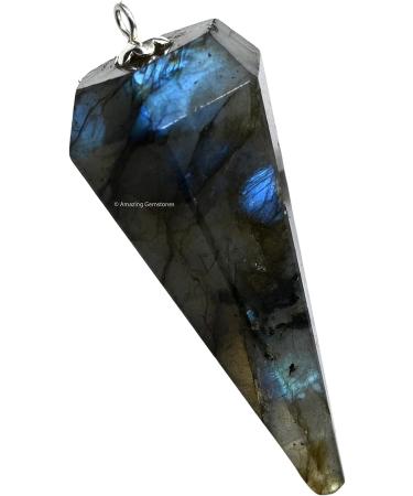 Amazing Gemstone Labradorite Crystal Pendulum for Divination - Dowsing Pendulum with Chakra Chain and Crystal Ball for Reiki Healing and Crystal Grid Meditation - Buy Online on GoSupps.com