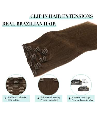 Doores Clip-In Extensions | 20 Inch Chocolate Brown Real Hair - 7 Piece 120g Remy Human Hair Extensions for Thick Natural Look - Buy Online on GoSupps.com