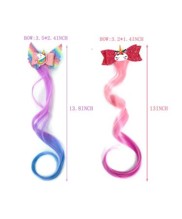 Xuxisowo 6-Colors Unicorn Hair Bows Clips for Girls Kids - Glitter Braided Curly Gradient Color Wig Extensions (6PCS) - Buy Online on GoSupps.com