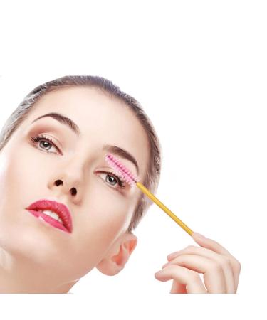 300 Pack Mascara Wand Eyelash Brush Disposable Eye Lash Applicator Kit in Gold/Pink - Buy Online on GoSupps.com