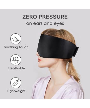 100% Mulberry Silk Sleep Mask - Adjustable Headband, Full Size Large Eye Mask for Total Blackout - Ideal for Men and Women - Perfect for Travel & All Night Sleep - Black - Buy Online on GoSupps.com