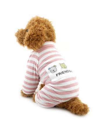Zunea strip of stripes for small dogs cotton puppies overall sweatshirts outfits cozy soft leisure autumn pet cat dog cladding pink size XXL XXL pink