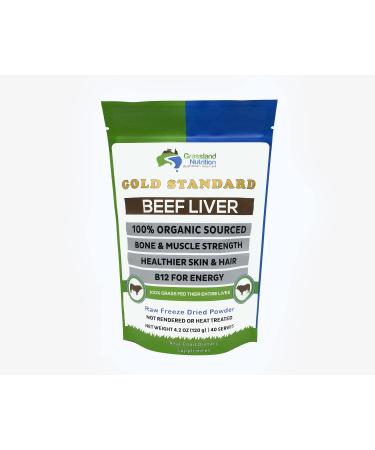 Grassland Nutrition Organic Grass Fed Beef Liver (Freeze Dried) Natural Iron Vitamin A B12 for Energy (120G Powder)