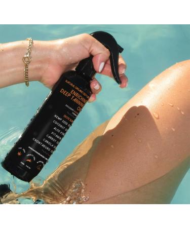 ENRICHING DEEP TANNING OIL - Organic Tanning Massage & Moisturizer Spray with Coconut Hemp Seed Aloe Vera & Vitamin E - 8.4 OZ - Buy Online on GoSupps.com