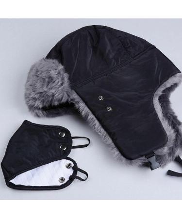 Lainin Winter Trapper Hat with Mask | Russian Ushanka Trooper Aviator Ski Hat - Black - Buy Online on GoSupps.com