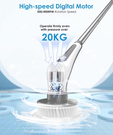 Electric Spin Scrubber Airpher 10 in 1 Cordless Cleaning Brush IPX8 | Power Shower Scrubber for Bathroom, Tub, Tile, Floor, Kitchen, Window | 9 Replaceable Brush Heads - Buy Online on GoSupps.com