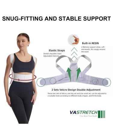 Posture Corrector for Women | Adjustable Upper Back Pain Support & Slim Shoulder Brace | Relief for Back Pain - Medium White - Buy Online on GoSupps.com