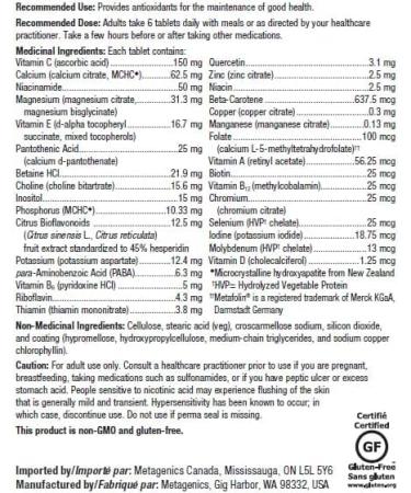 Metagenics Multigenics Intensive Care without Iron - Multivitamin & Multimineral Formula - 180 Tablets - Buy Online on GoSupps.com