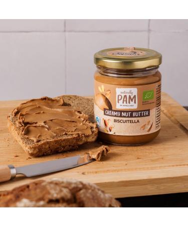 Naturally Pam Creamy Nut Butter | Organic Almond Peanut Puree | Biscuitella 6x150g | Healthy Snack | Buy Online Worldwide - Buy Online on GoSupps.com
