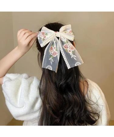 Lace Hair Bows Clip for Women Hair Barrettes for Girls Double Layer Hair Clips Bowknot Flower Lace Hair Accessories Large Hair Clip for Wedding Birthday 2 Layers - Buy Online on GoSupps.com