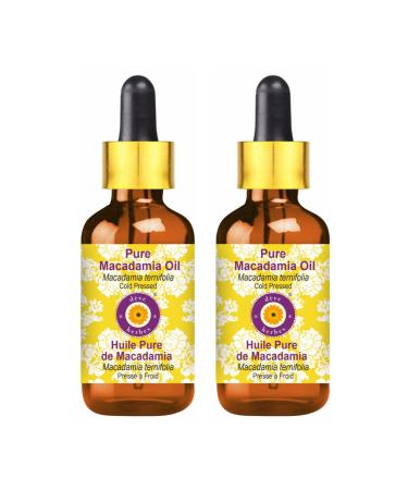 d ve herbes Pure Macadamia Oil (Macadamia ternifolia) with Glass Dropper Cold Pressed (Pack of Two) 100ml X 2 (6.76 oz)