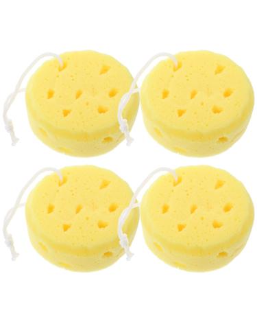 FOMIYES Bath Sponge Mesh Pouf Shower Ball Sponge Pads Exfoliating Body Brush Scrubber Dead Skin Remover for SPA Massage Sensitive Skin Yellow 4pcs