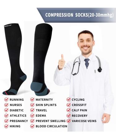 Wonder Young Compression Stockings for Women & Men | 20-30 mmHg Athletic Running & Cycling | Improve Blood Circulation | Black (1 Pair) - Buy Online on GoSupps.com