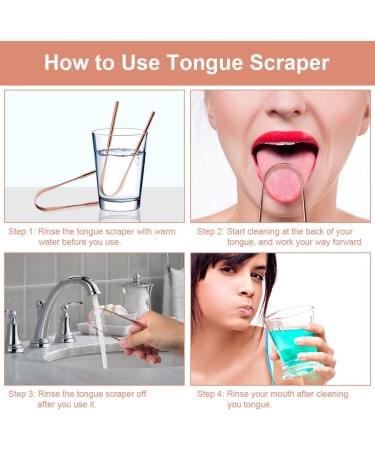 Acwoo Stainless Steel Tongue Cleaner Set - 2 Piece Tongue Scraper for Oral Care Combat Bad Breath - Probadent Rose Gold - Buy Online on GoSupps.com