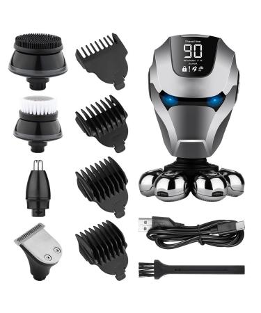 Head Shavers for Bald Men Men's Electric Rechargeable Cordless Razor 7 Floating Heads Nose Hair Trimmer Facial Cleaning Brush