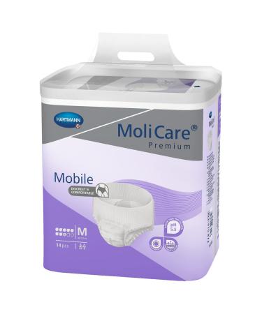 Molicare Premium Mobile disposable pants: discrete use in incontinence for women and men 8 drops size.M (80-120 cm hip circumference) 14 pieces 8 drops M (14 pieces) 14 pieces
