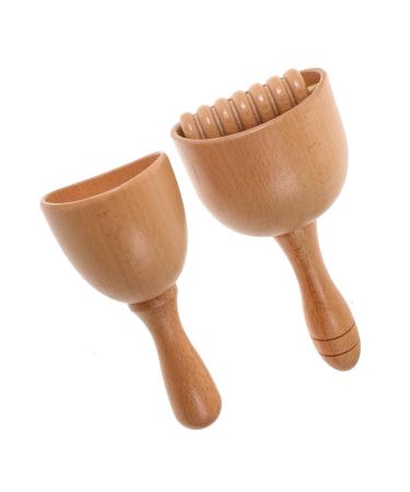 Frcolor 2st massage scraping circulation promote massage mat full body massage body tool Maderoterapia back massage device body muscle cup household massage cup scroll wheel wood