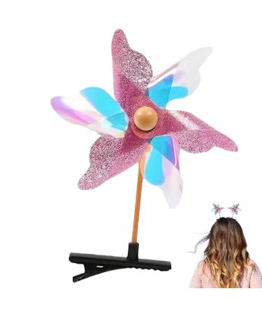 Windmill Sequins Hair Clips - Colorful Glitter Pinwheel Hair Clamp | Colorful Pinwheel Hair Bows Cartoon Random Accessories for Birthday Holiday