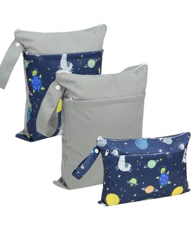 Hi Sprout Grab and Go Wet Dry Cloth Diaper Bag - Waterproof Washable Reusable Organizer (Space Adventure) - Buy Online on GoSupps.com