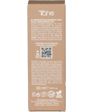  Tahe Tahe Mineral sun protection for neutral face (without colour) 0% chemical filters and preservatives SPF 50+ 50 ml - Buy Online on GoSupps.com