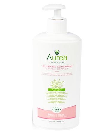 Aurea Aloe Vera Body Milk - Enriched With Soothing Aloe Vera - Restores The Skin's Suppleness And Elasticity - Naturally Hypoallergenic - Non-Greasy - Suitable For All Skin Types - 13.5 Oz