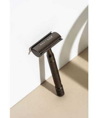Safety Razor for Men - Gunmetal Gray Matte Finish Includes 5 Replacement Blades - Long Handled Double Edge Shaver - Buy Online on GoSupps.com