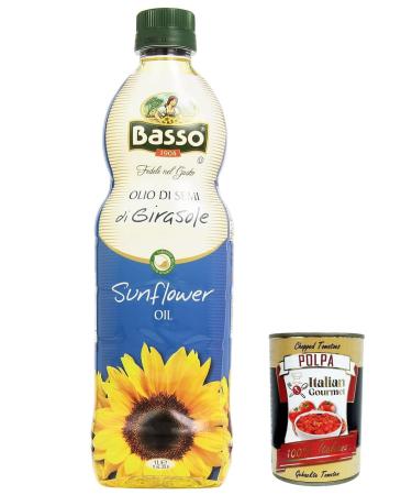 Low Sunflower Oil Sunflower Oil 1 Litre Italian Food Oil + Gastronomic Pulp 400 g Set of 3 Bottles