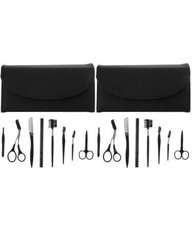 FRCOLOR 16 STK 8-part eyebrows Razor peeling brush for eyebrow tool set for eyebrow cutter beauty scissors steel eyebrows 10x1.3x0.8cmx2pcs blackx2st