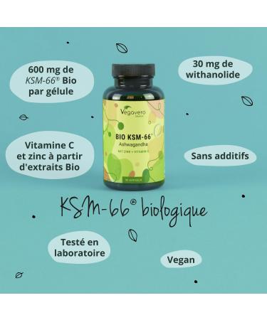 Ashwagandha KSM-66 Organic | High Dosage: 600 mg | 3 Months | Anti Stress + Sleep | With Vitamin C and Zinc | 5% Withanolides | Organic and Vegan | Vegavero  - Buy Online on GoSupps.com