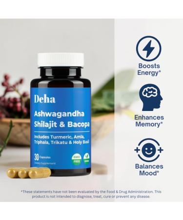 Deha Complete Wellness Bundle Shilajit Gummies Ashwagandha Bacopa Capsules 7-in-1 Immune Support Tablets & Triphala Digestive Cleanse Energy Focus Immunity & Gut Health Non-GMO Vegan - Buy Online on GoSupps.com