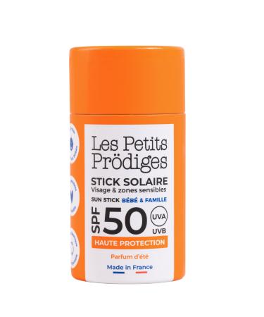 LES PETITS PRODIGES Stick Solaire Visage SPF 50 Ski - Bebe enfant famille - Tr s Haute Protection UVA UVB - Hydratant & Apaisant -Tube en carton recyclable co-con u Vegan Fabriqu en France -15g