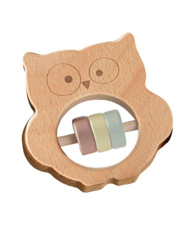 Wood rattles for babies - sensory toothing toys for babies and toddlers - bite ring baby toys for teething relieves toothache improves the vision of the baby moxeupon owl