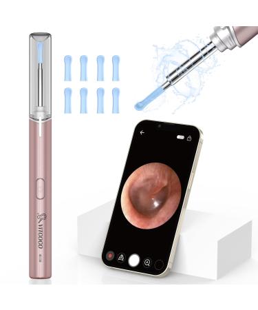 Ear wax removal Otoscope Vitcoco 1920p WiFi ear cleaner IP67 waterproof Otoscope ear 360 -wide angle Otoscope camera with 6 LEDs for adults children and pets pink