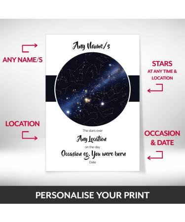 Personalized Sky/Star Map Print: Unique Gift for Birth, Christening, Mother's Day, Father's Day - Custom Night Sky Poster for Any Location - Picture/Print Only - Buy Online on GoSupps.com