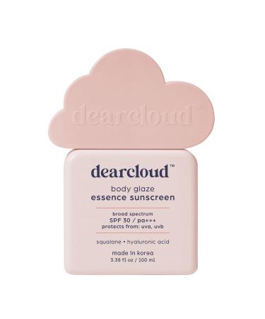 dearcloud Body Glaze Essence Sunscreen SPF 30 Moisturizing Body Sunscreen Korean Skincare Essential Squalane & Hyaluronic Acid (3.38 fl oz)