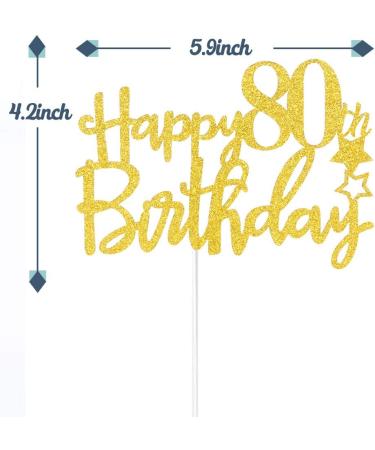 Tenhaisi Glittery Gold Happy 80th Birthday Cake Topper Cheers to 80 Fabulous Party Decoration 80th Birthday Decorations Adults Anniversary Birthday Party Decoration - Buy Online on GoSupps.com