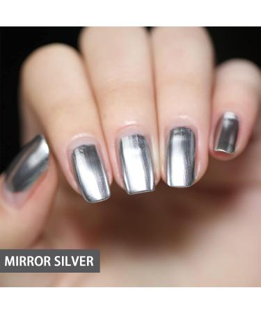 Silver Nail Polish Metallic Nail Polish 6ML Mirror Chrome Nail Varnish Metal Effect Nail Art Polish Super Shine Silver Gloss Nail Paint - 60S Quick Dry & Long Lasting Nail Gel At Home Manicure TJ002 6 ml (Pack of 1) - Buy Online on GoSupps.com