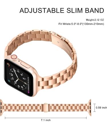 OMIU Thin Band Compatible with Apple Watch - Premium Stainless Steel Metal Replacement Wristband for iWatch 38mm/40mm/41mm - Rose Gold - Adjustable Strap for Women and Men - Buy Online on GoSupps.com