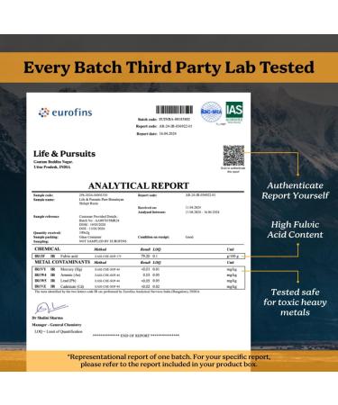 Life & Pursuits Pure Authentic Himalayan Shilajit Resin | Min. 75% Fulvic Acid Lab Tested Natural Gold Grade 85+ Trace Minerals (Pack of 1) 1.1 Ounce (1 Pack) - Buy Online on GoSupps.com