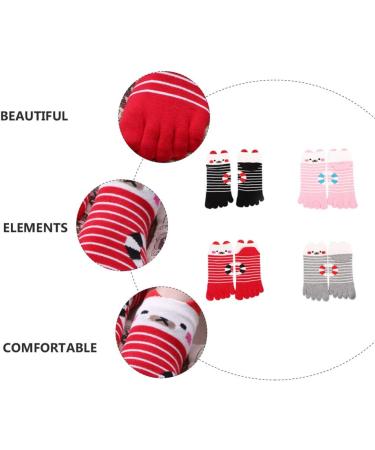Holibanna Christmas Five Toe Socks - 4 Pairs of Warm No Show Cotton Toe Socks for Winter Festivities - Buy Online on GoSupps.com